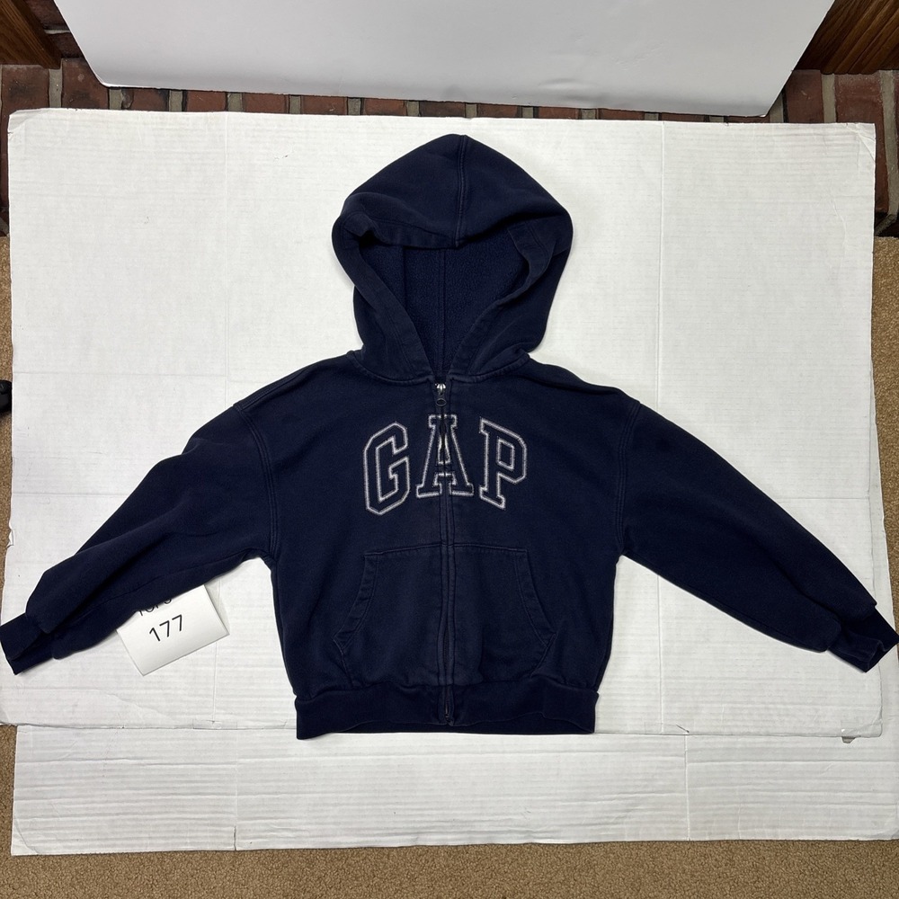 GAP Kids Navy Blue Full Zip Hoodie Logo Sweatshirt Size Medium 8